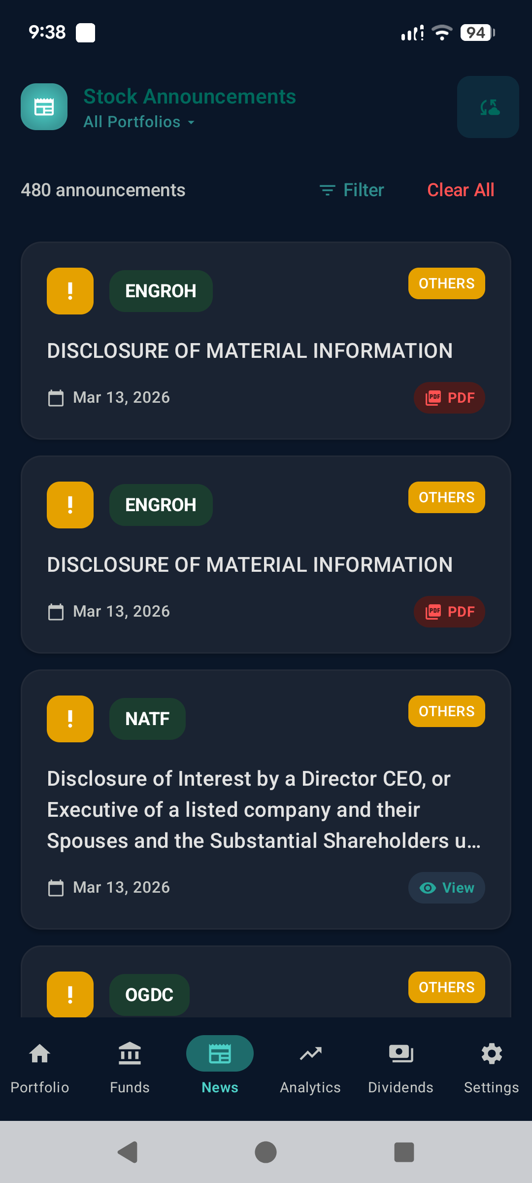 Stock Announcements - PSX corporate news